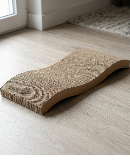Jmxkb Reversible Wave Corrugated Cat Scratcher 24 Inch Oatmeal - Lifestyle view